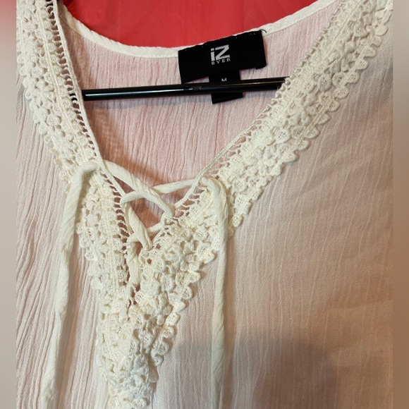 womens medium white tank with tie in the front - Picture 2 of 3